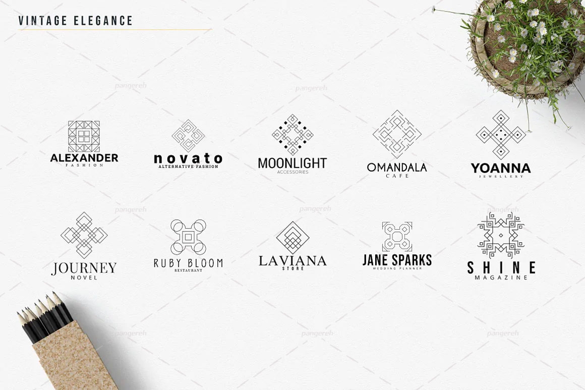 مجموعه 30 عددی لوگو های Vintage Elegance