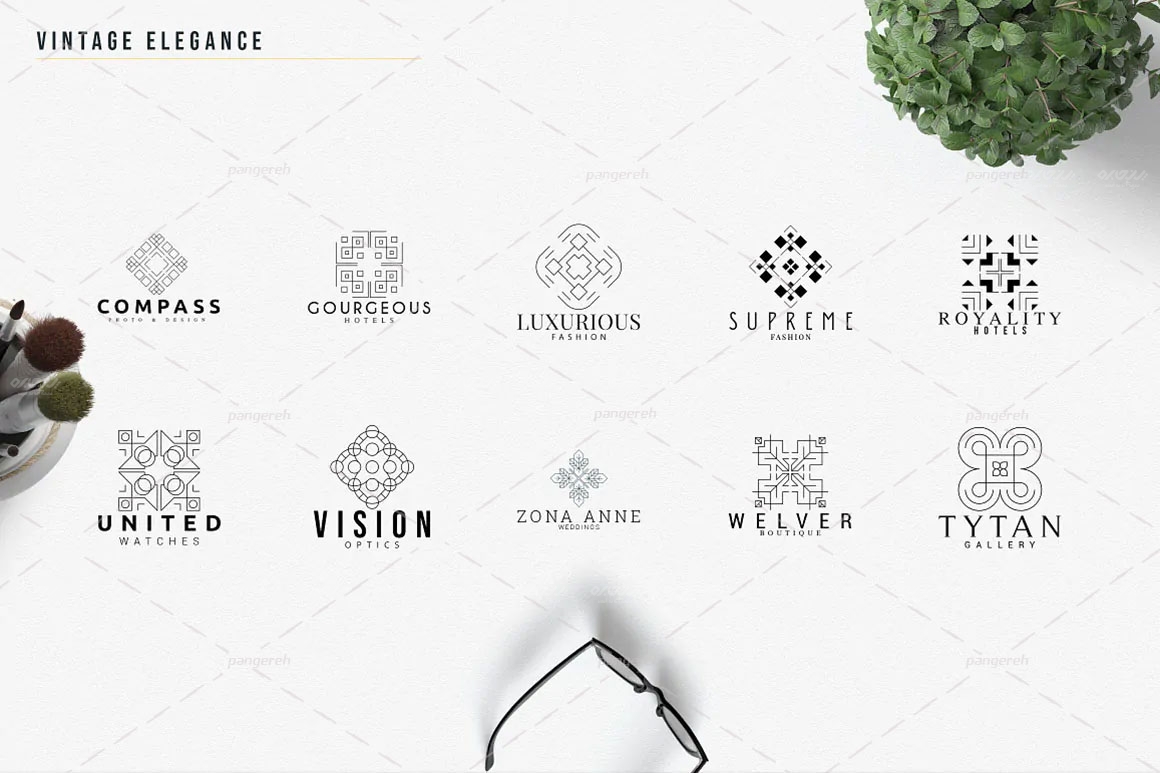 مجموعه 30 عددی لوگو های Vintage Elegance