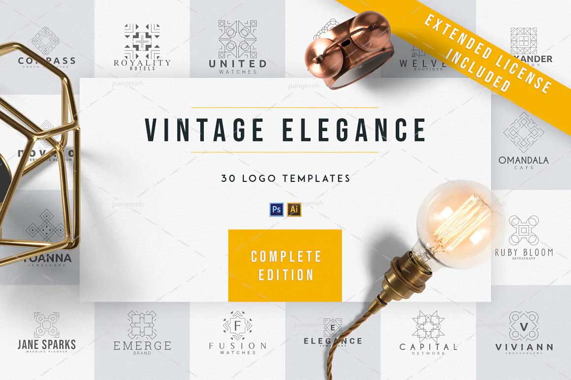 مجموعه 30 عددی لوگو های Vintage Elegance