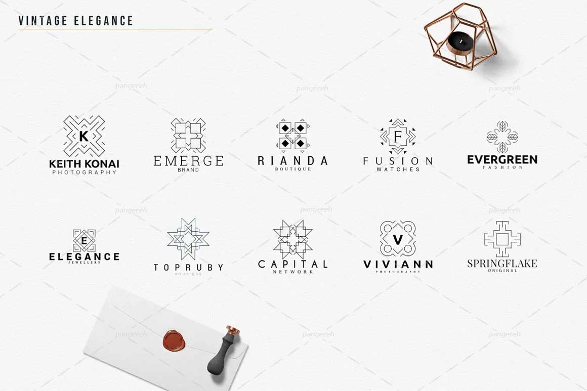 مجموعه 30 عددی لوگو های Vintage Elegance