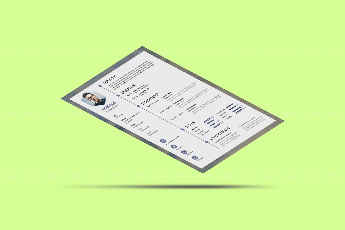 طرح لایه باز رزومه شخصی کد 110