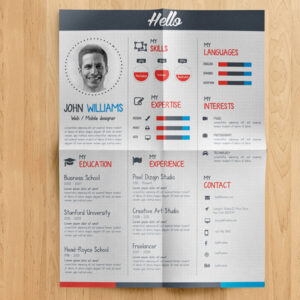 طرح لایه باز رزومه جذاب کد 113