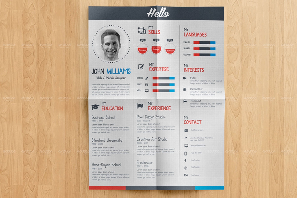 طرح لایه باز رزومه جذاب کد 113