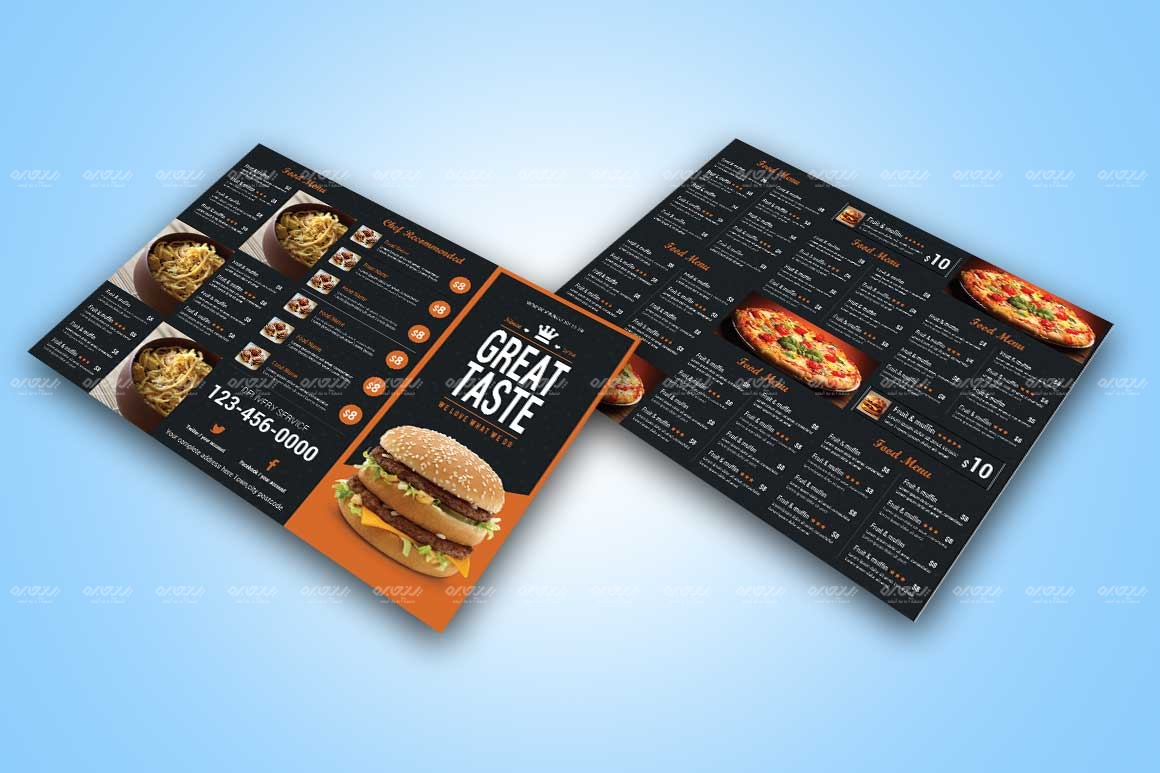 طرح لایه باز بروشور فست فوود کد 126