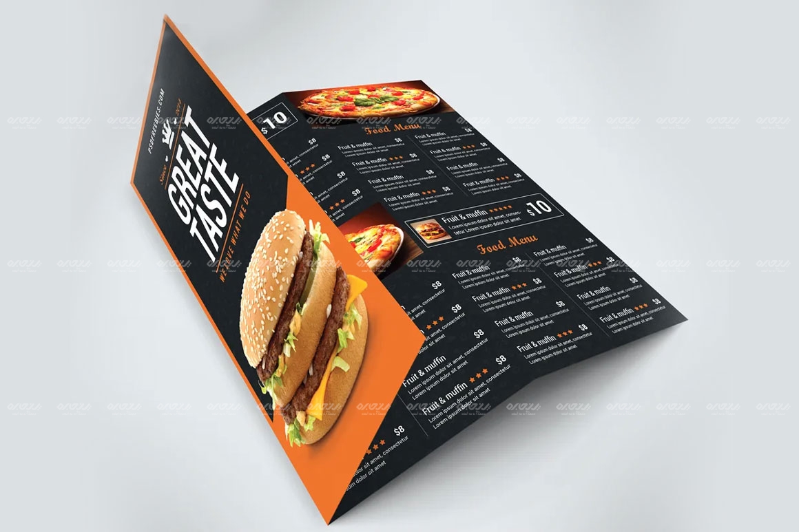 طرح لایه باز بروشور فست فوود کد 126