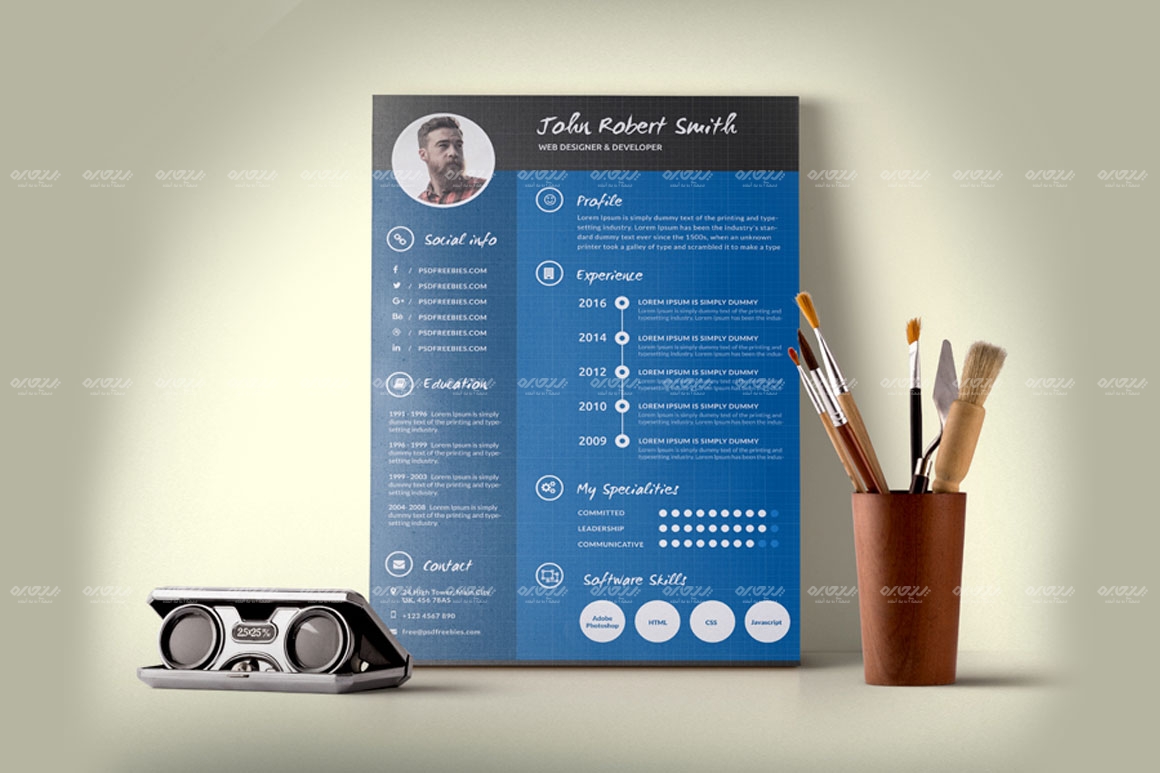 طرح لایه باز رزومه خلاقانه کد 124