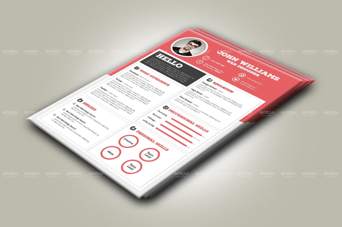 طرح لایه باز رزومه خلاقانه کد 121