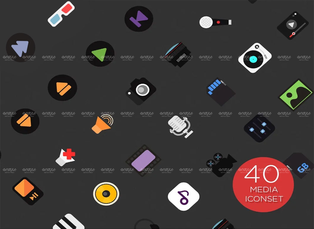 مجموعه ۴۰ آیکون موسیقی و رسانه کد 145