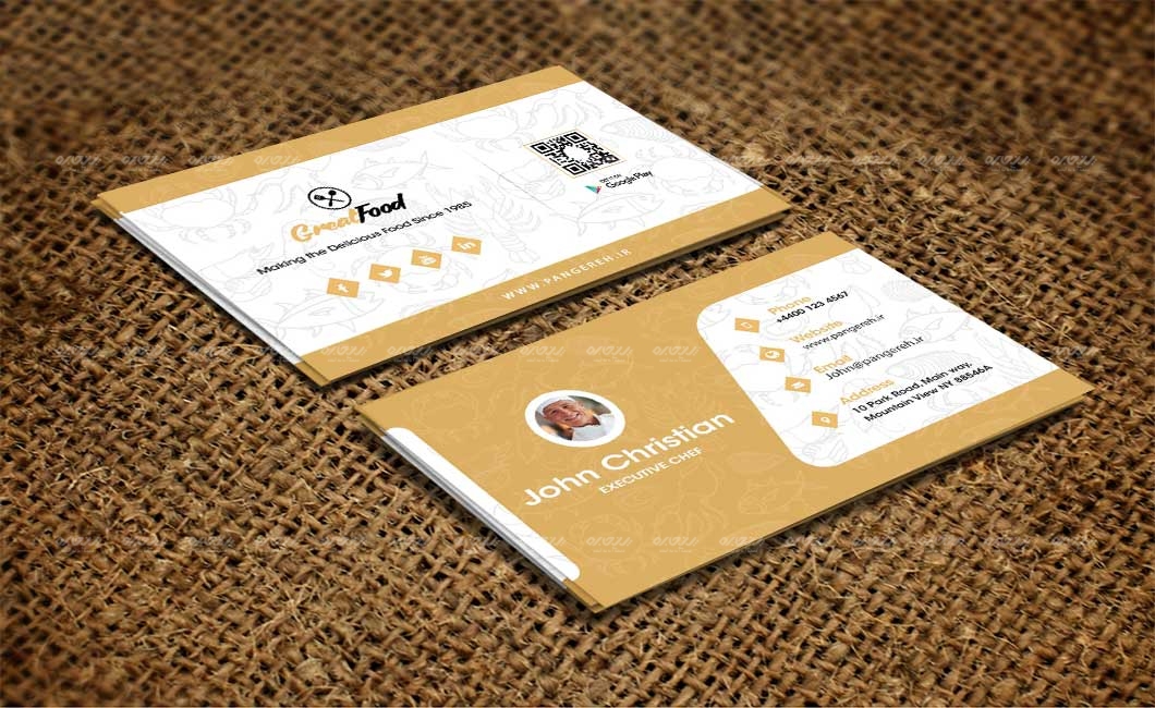 طرح لایه باز کارت ویزیت سرآشپز رستوران کد 136