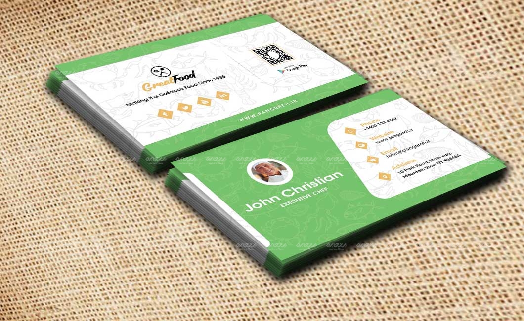 طرح لایه باز کارت ویزیت سرآشپز رستوران کد 136